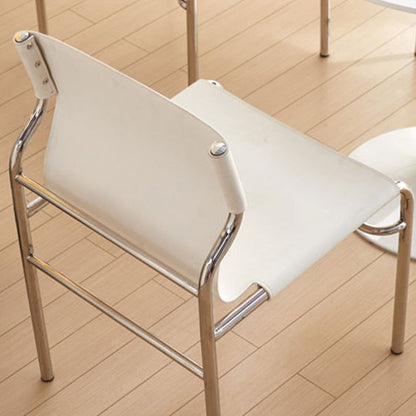Modern Minimalist Rectangular Genuine Leather Iron Frame Dining Chair For Dining Room