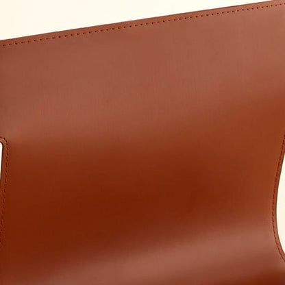 Modern Minimalist Rectangular Genuine Leather Iron Frame Dining Chair For Dining Room