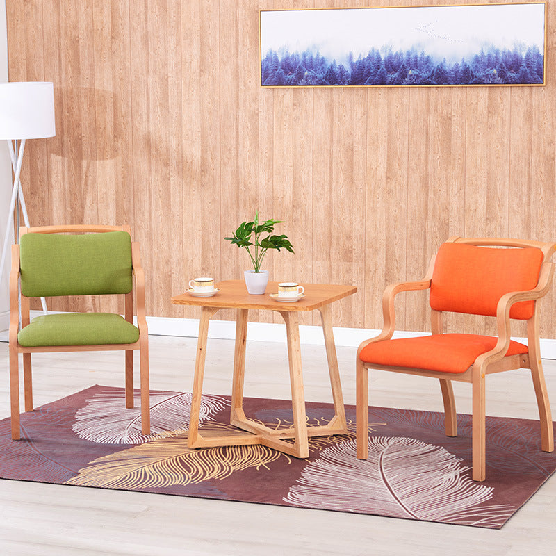 Modern Minimalist Square Upholstered Wooden Fabric Dining Chair Backrest For Dining Room