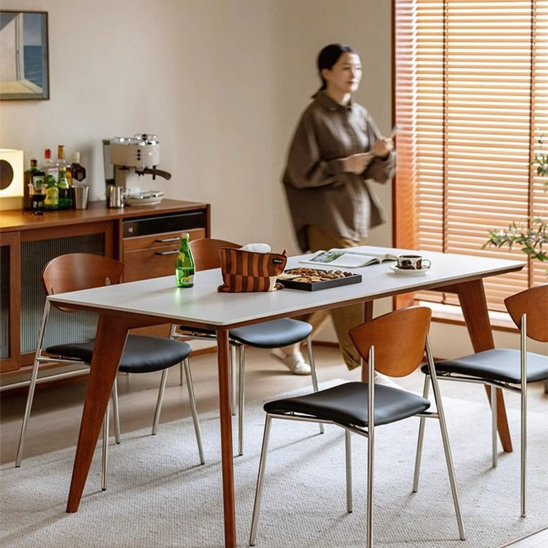 Contemporary Retro Square Flying Bird Chair Microfiber Leather Plank Iron Dining Chair Backrest For Dining Room