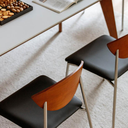 Contemporary Retro Square Flying Bird Chair Microfiber Leather Plank Iron Dining Chair Backrest For Dining Room