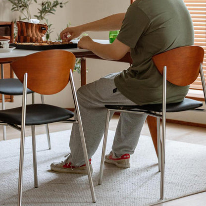 Contemporary Retro Square Flying Bird Chair Microfiber Leather Plank Iron Dining Chair Backrest For Dining Room