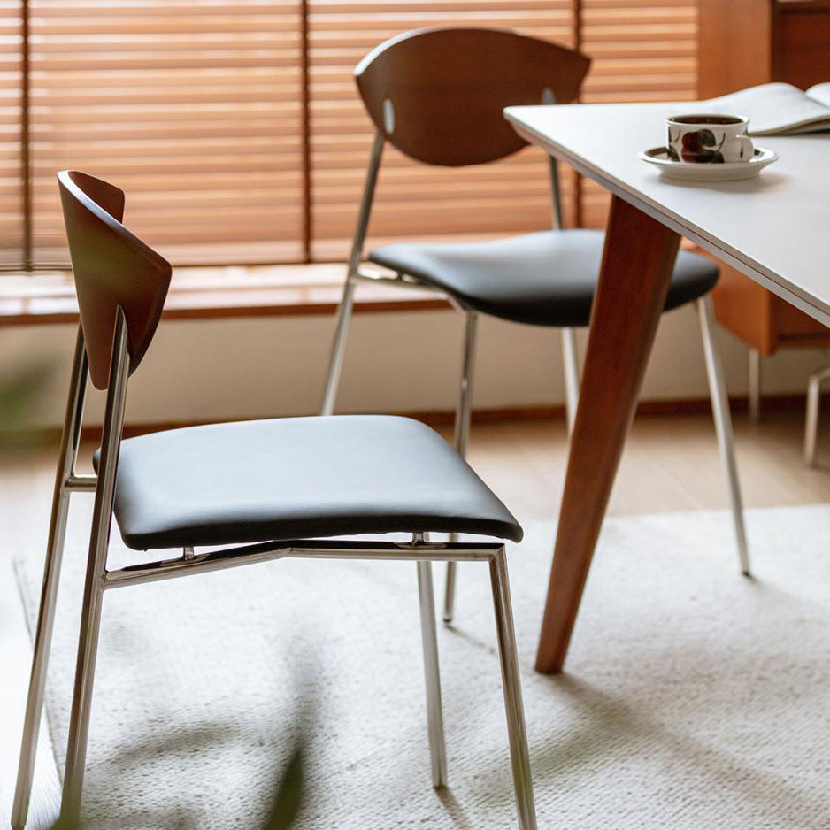 Contemporary Retro Square Flying Bird Chair Microfiber Leather Plank Iron Dining Chair Backrest For Dining Room