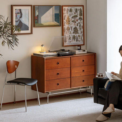 Contemporary Retro Square Flying Bird Chair Microfiber Leather Plank Iron Dining Chair Backrest For Dining Room