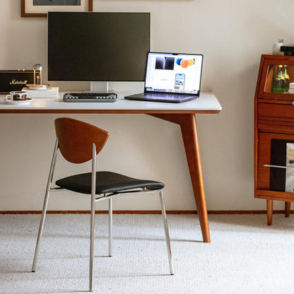 Contemporary Retro Square Flying Bird Chair Microfiber Leather Plank Iron Dining Chair Backrest For Dining Room