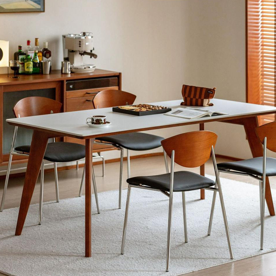 Contemporary Retro Square Flying Bird Chair Microfiber Leather Plank Iron Dining Chair Backrest For Dining Room