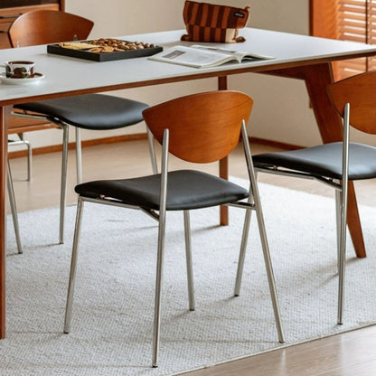 Contemporary Retro Square Flying Bird Chair Microfiber Leather Plank Iron Dining Chair Backrest For Dining Room