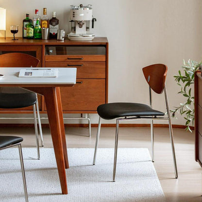 Contemporary Retro Square Flying Bird Chair Microfiber Leather Plank Iron Dining Chair Backrest For Dining Room