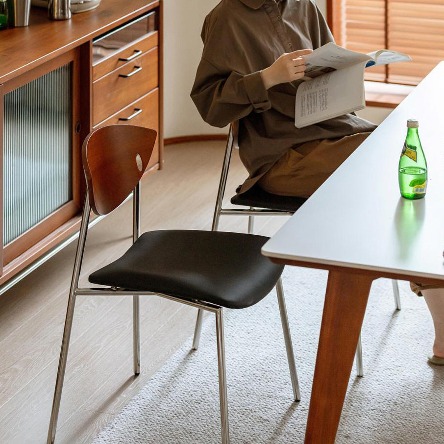 Contemporary Retro Square Flying Bird Chair Microfiber Leather Plank Iron Dining Chair Backrest For Dining Room