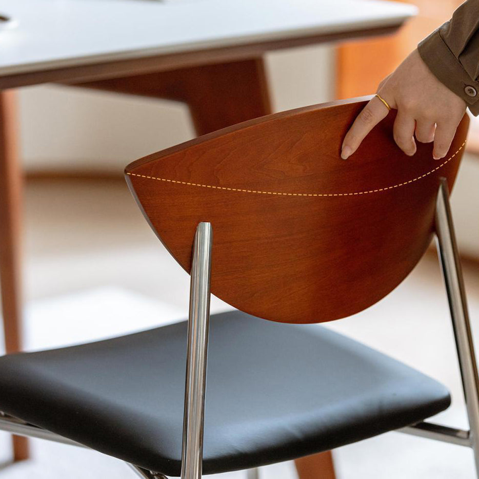 Contemporary Retro Square Flying Bird Chair Microfiber Leather Plank Iron Dining Chair Backrest For Dining Room