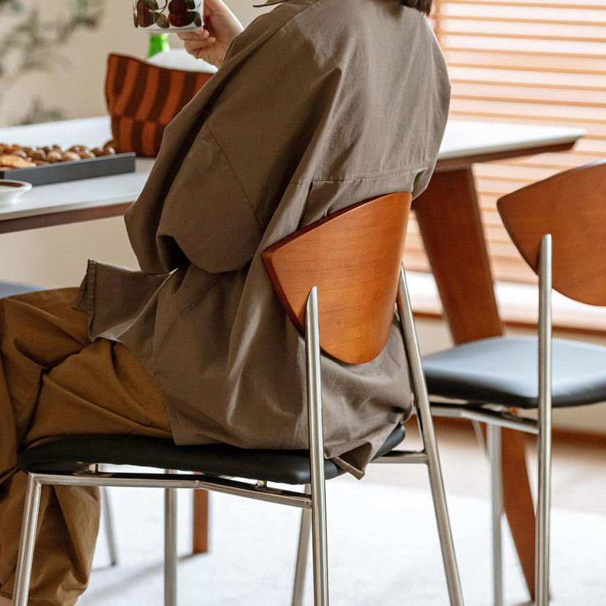 Contemporary Retro Square Flying Bird Chair Microfiber Leather Plank Iron Dining Chair Backrest For Dining Room