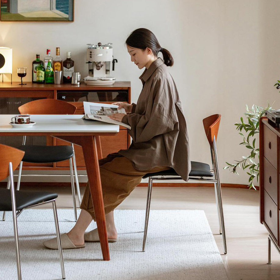 Contemporary Retro Square Flying Bird Chair Microfiber Leather Plank Iron Dining Chair Backrest For Dining Room