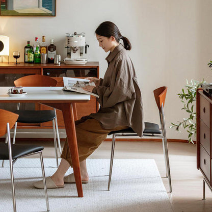 Contemporary Retro Square Flying Bird Chair Microfiber Leather Plank Iron Dining Chair Backrest For Dining Room