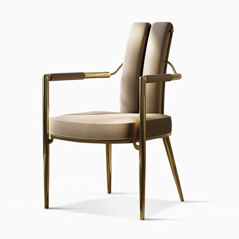 Contemporary Nordic Square Upholstered Microfiber Leather Stainless Steel Dining Chair Backrest For Dining Room