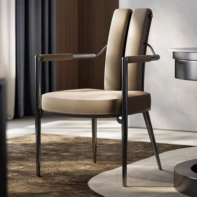Contemporary Nordic Square Upholstered Microfiber Leather Stainless Steel Dining Chair Backrest For Dining Room