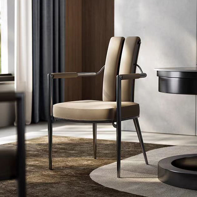 Contemporary Nordic Square Upholstered Microfiber Leather Stainless Steel Dining Chair Backrest For Dining Room