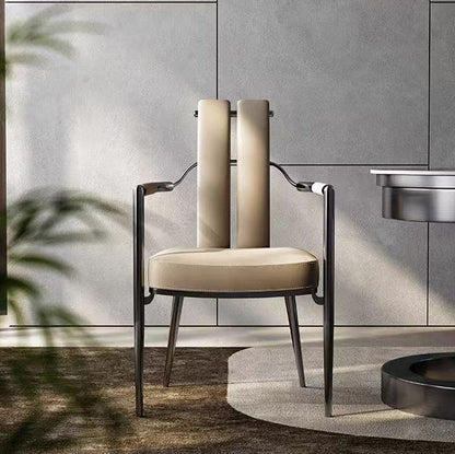 Contemporary Nordic Square Upholstered Microfiber Leather Stainless Steel Dining Chair Backrest For Dining Room