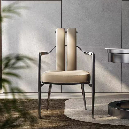 Contemporary Nordic Square Upholstered Microfiber Leather Stainless Steel Dining Chair Backrest For Dining Room