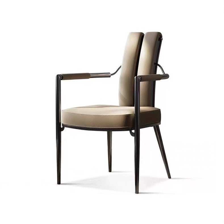 Contemporary Nordic Square Upholstered Microfiber Leather Stainless Steel Dining Chair Backrest For Dining Room