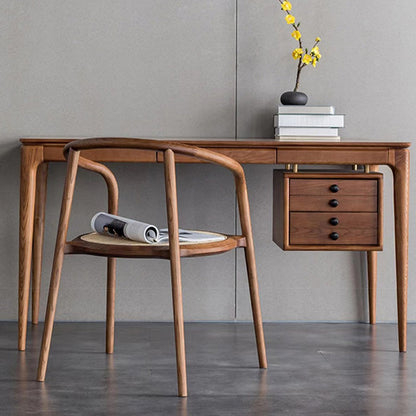 Traditional Chinese Round Ash Wood Rattan Dining Chair Backrest For Dining Room