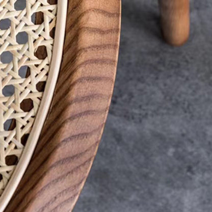 Traditional Chinese Round Ash Wood Rattan Dining Chair Backrest For Dining Room