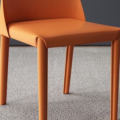 Contemporary Nordic Square Upholstered Genuine Leather Carbon Steel Dining Chair Backrest For Dining Room