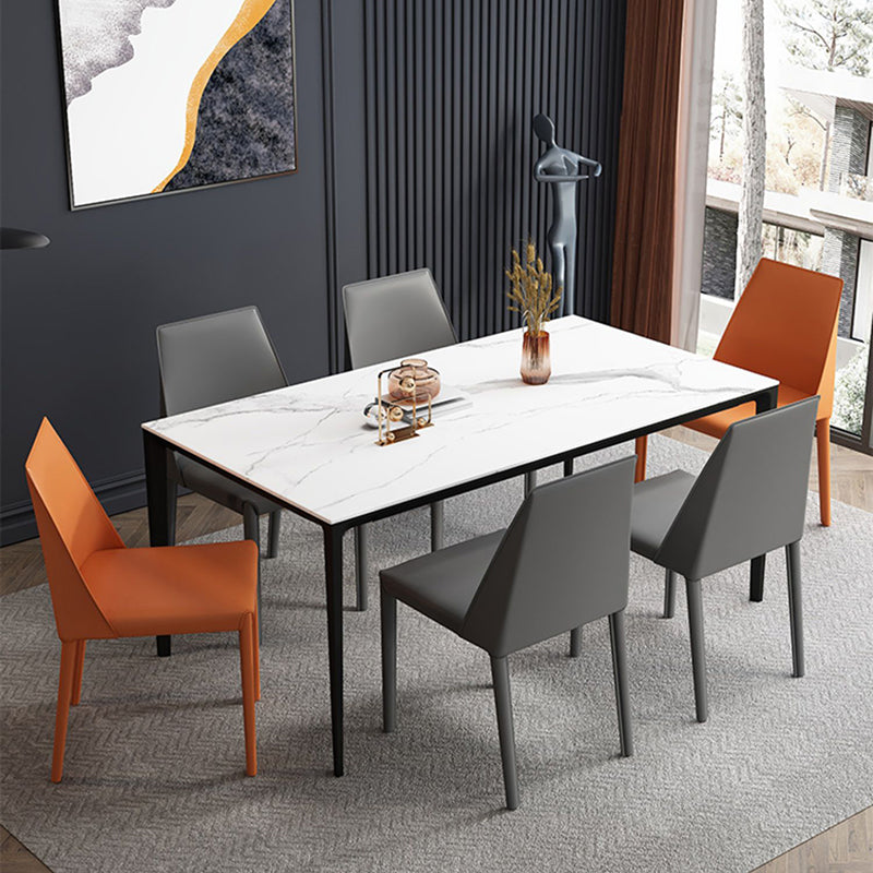 Contemporary Nordic Square Upholstered Genuine Leather Carbon Steel Dining Chair Backrest For Dining Room