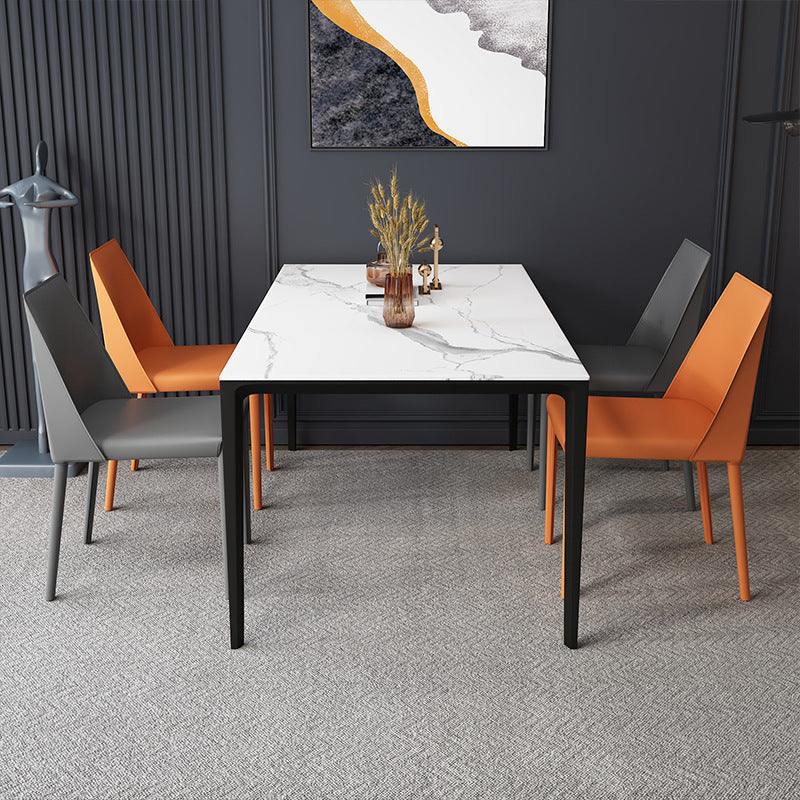 Contemporary Nordic Square Upholstered Genuine Leather Carbon Steel Dining Chair Backrest For Dining Room