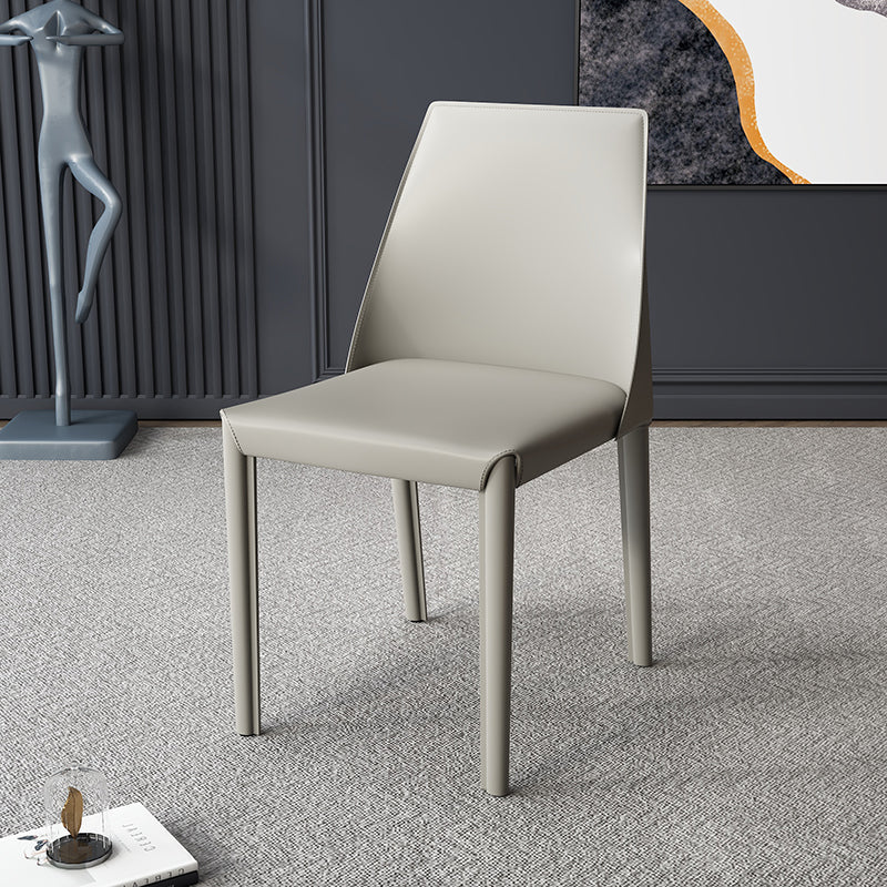 Contemporary Nordic Square Upholstered Genuine Leather Carbon Steel Dining Chair Backrest For Dining Room