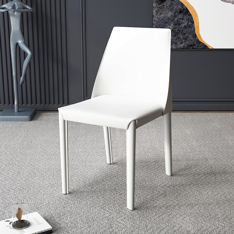 Contemporary Nordic Square Upholstered Genuine Leather Carbon Steel Dining Chair Backrest For Dining Room