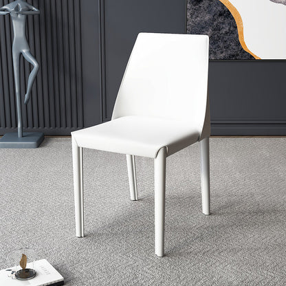 Contemporary Nordic Square Upholstered Genuine Leather Carbon Steel Dining Chair Backrest For Dining Room