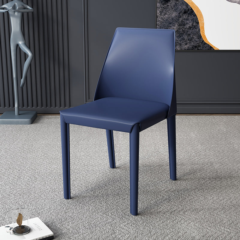 Contemporary Nordic Square Upholstered Genuine Leather Carbon Steel Dining Chair Backrest For Dining Room