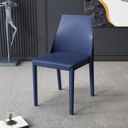 Contemporary Nordic Square Upholstered Genuine Leather Carbon Steel Dining Chair Backrest For Dining Room