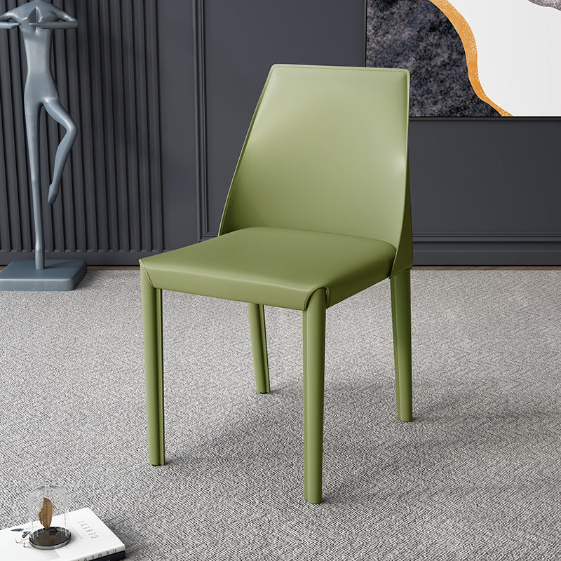 Contemporary Nordic Square Upholstered Genuine Leather Carbon Steel Dining Chair Backrest For Dining Room