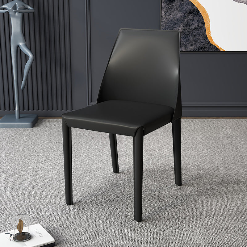 Contemporary Nordic Square Upholstered Genuine Leather Carbon Steel Dining Chair Backrest For Dining Room