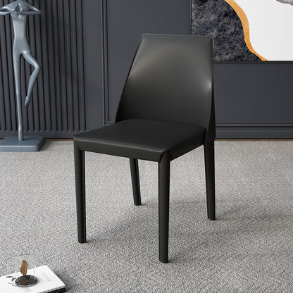 Contemporary Nordic Square Upholstered Genuine Leather Carbon Steel Dining Chair Backrest For Dining Room