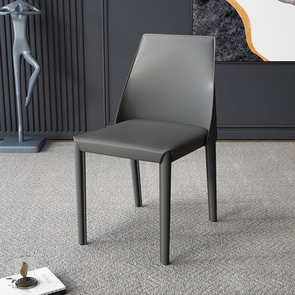 Contemporary Nordic Square Upholstered Genuine Leather Carbon Steel Dining Chair Backrest For Dining Room