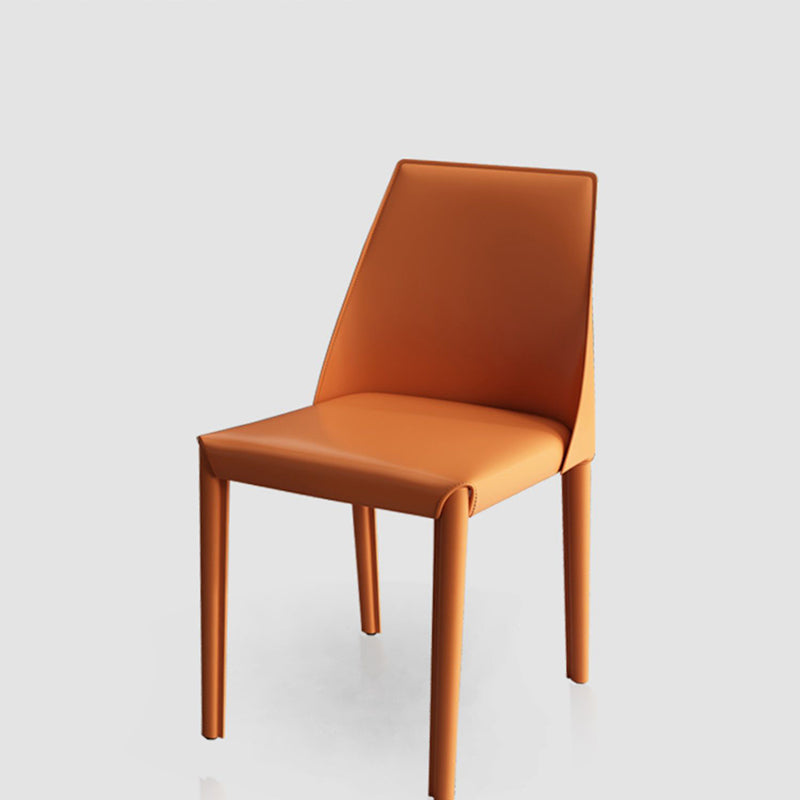 Contemporary Nordic Square Upholstered Genuine Leather Carbon Steel Dining Chair Backrest For Dining Room