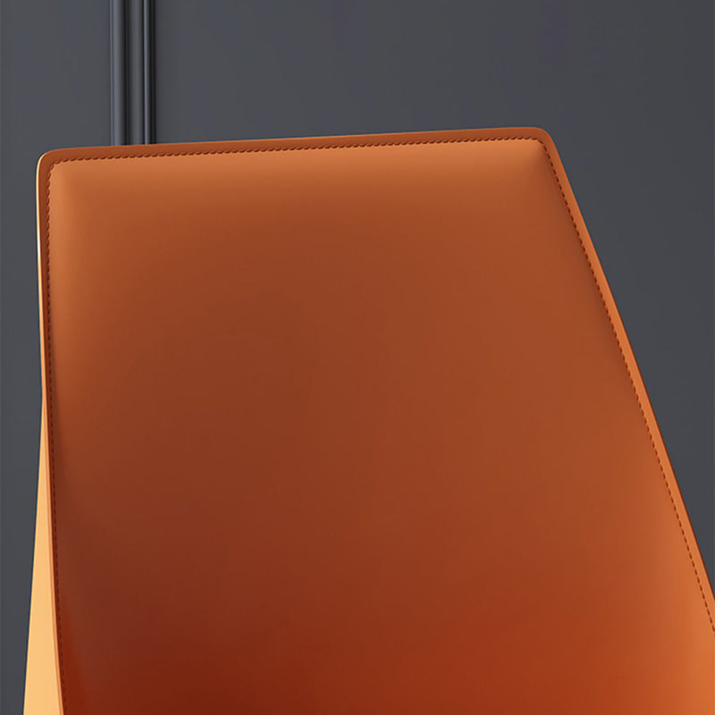 Contemporary Nordic Square Upholstered Genuine Leather Carbon Steel Dining Chair Backrest For Dining Room