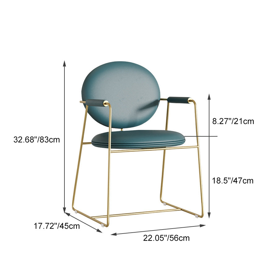 Contemporary Nordic Round Upholstered Microfiber Leather  Titanium Frame Dining Chair Backrest For Dining Room