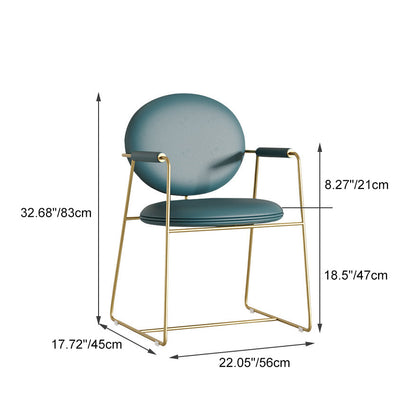 Contemporary Nordic Round Upholstered Microfiber Leather  Titanium Frame Dining Chair Backrest For Dining Room