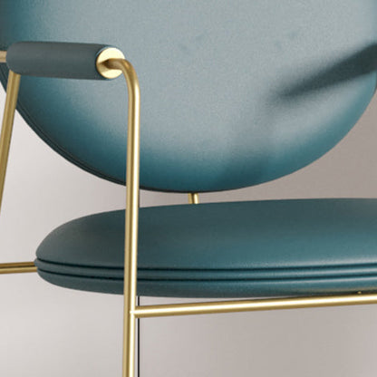 Contemporary Nordic Round Upholstered Microfiber Leather  Titanium Frame Dining Chair Backrest For Dining Room