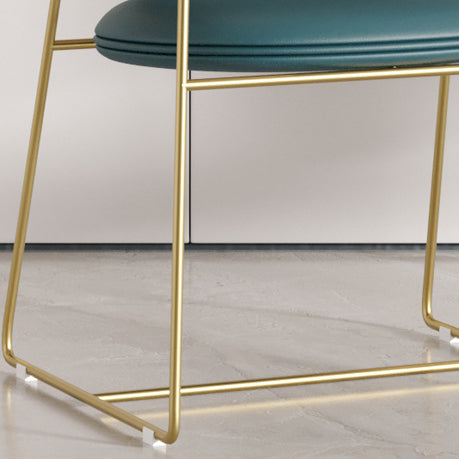 Contemporary Nordic Round Upholstered Microfiber Leather  Titanium Frame Dining Chair Backrest For Dining Room