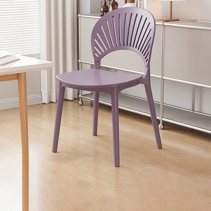 Contemporary Nordic Square PP Plastic Dining Chair Scalloped Backrest For Dining Room