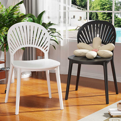 Contemporary Nordic Square PP Plastic Dining Chair Scalloped Backrest For Dining Room