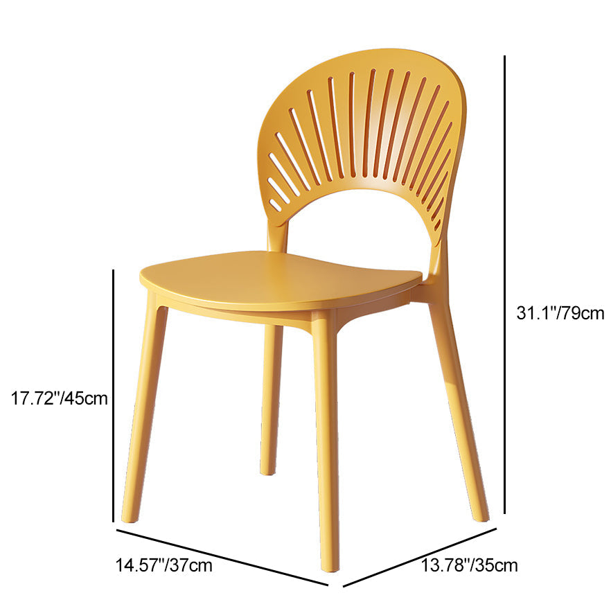 Contemporary Nordic Square PP Plastic Dining Chair Scalloped Backrest For Dining Room