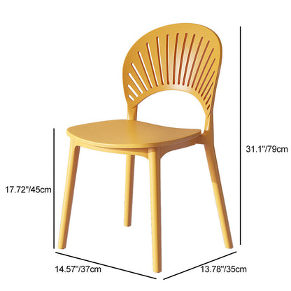 Contemporary Nordic Square PP Plastic Dining Chair Scalloped Backrest For Dining Room