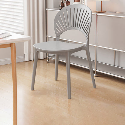Contemporary Nordic Square PP Plastic Dining Chair Scalloped Backrest For Dining Room