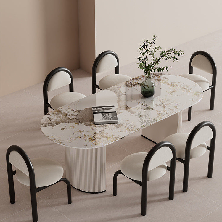 Contemporary Nordic Round Upholstered Velvet Metal Frame Dining Chair For Dining Room