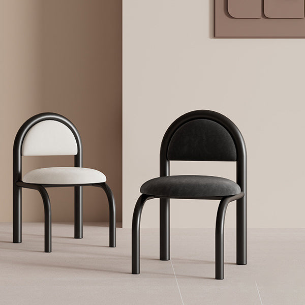 Contemporary Nordic Round Upholstered Velvet Metal Frame Dining Chair For Dining Room
